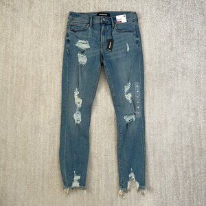 NWT Express Mid Rise Ankle Legging Blue Distressed Skinny Jeans 6R